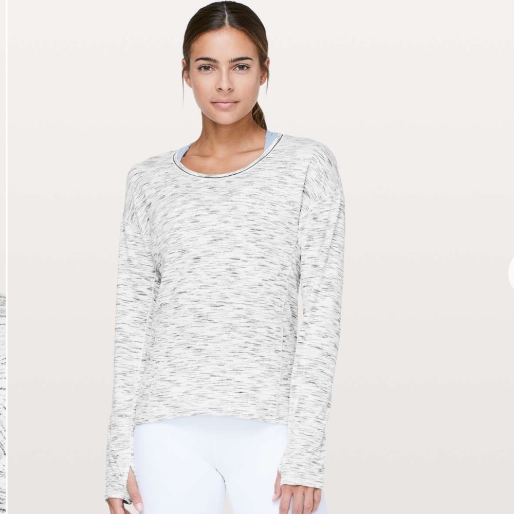 Lululemon Sweat Embrace Long Sleeve Tiger Space Dye Black White Top size 6